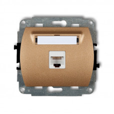 механизм компьютерной розетки 1xRJ45, кат. 5e, 8-контактов Karlik 8GK-1 золотой металлик