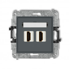 механизм двойной розетки для подключения HDMI Karlik 28MHDMI-2 матовый графит