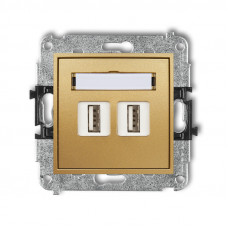 механизм двойной розетки для подключения 2xUSB-AA 3.0 Karlik 29MGUSB-6 золото