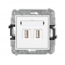 механизм двойной розетки для подключения 2xUSB-AA 3.0 Karlik MGUSB-6 белый