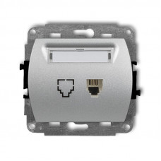 механізм телефонної розетки mechanism 1xRJ11, 4-contact Karlik 7GT-1 срібний металік