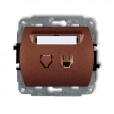 механізм телефонної розетки mechanism 1xRJ11, 4-contact Karlik 9GT-1 коричневий металік