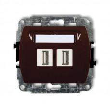 механізм подвійної 2хUSB-AA 3.0 розетки Karlik 4GUSB-6 коричневий