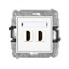 механизм двойной розетки для подключения HDMI Karlik MHDMI-2 белый