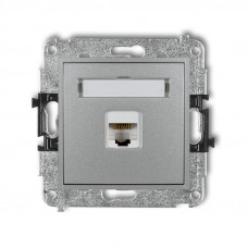 механизм компьютерной розетки 1xRJ45, кат. 5e, экранированный, 8-контактов Karlik 7MGK-1e серебрянный металлик