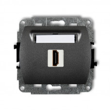 механизм розетки для подключения HDMI Karlik 11HDMI-1 графит
