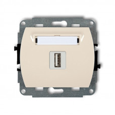механізм одинарної USB-AA 2.0 розетки Karlik 1GUSB-1 бежевий