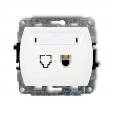 механизм телефонной розетки mechanism 1xRJ11, 4-contact Karlik GT-1 белый