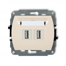 механізм подвійної 2хUSB-AA 2.0 розетки Karlik 1GUSB-2 бежевий