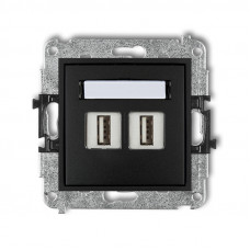 механизм двойной розетки для подключения 2xUSB-AA 3.0 Karlik 12MGUSB-6 матовый черный