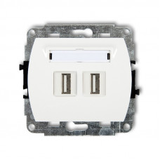 механізм подвійної 2хUSB-AA 2.0 розетки Karlik GUSB-2 білий