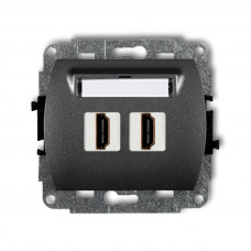 механізм подвійної розетки для підключення HDMI Karlik 11HDMI-2 графіт