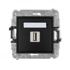 механизм розетки USB для зарядки, 5V, 1A Karlik 12MCUSB-1 матовый черный