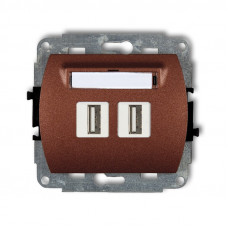 механізм подвійної 2хUSB-AA 3.0 розетки Karlik 9GUSB-6 коричневий металік