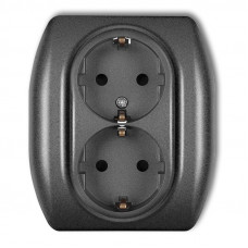механізм подвійної розетки із заземленням schuko 2x KArlik 11GP-2s графіт