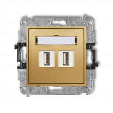 механізм подвійної розетки для підключення 2xUSB-AA 2.0 Karlik 29MGUSB-2 золото