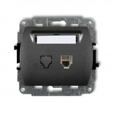 механизм телефонной розетки mechanism 1xRJ11, 4-contact Karlik 11GT-1 графит