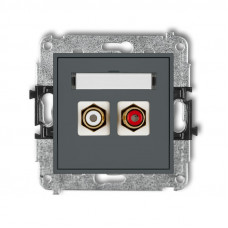 механизм двойной RCA розетки mechanism Karlik 28MGRCA-2 матовый графит