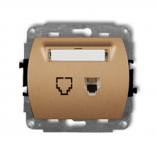 механизм телефонной розетки mechanism 1xRJ11, 4-contact Karlik 8GT-1 золотой металлик