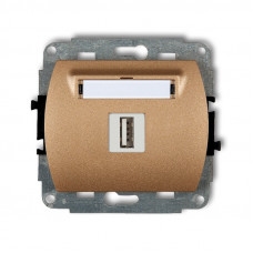 механізм одинарної USB-AA 2.0 розетки Karlik 8GUSB-1 золотий металік