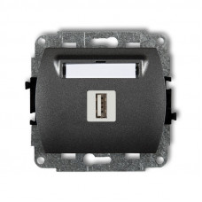 механізм одинарної USB-AA 2.0 розетки Karlik 11GUSB-1 графіт