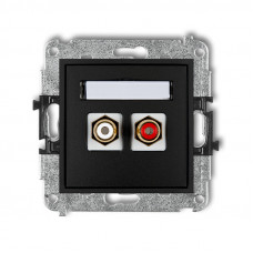 механизм двойной RCA розетки mechanism Karlik 12MGRCA-2 матовый черный