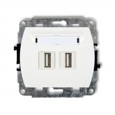 механизм двойной 2хUSB-AA 3.0 розетки Karlik GUSB-6 белый
